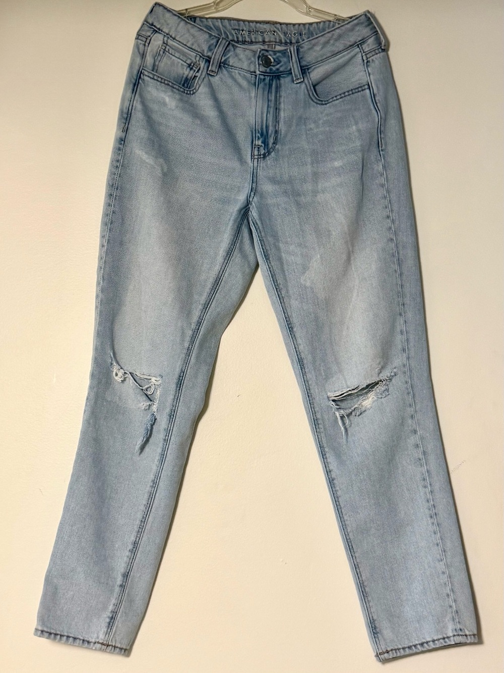 American Eagle Outfitters Light Blue High-Rise Distressed Jeans